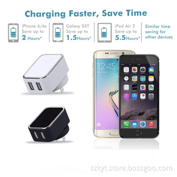 TUV CE CB certified dual usb wall charger for samsung phone, 5V 4A travel charger tablet charger for iphone 7, huawei p9